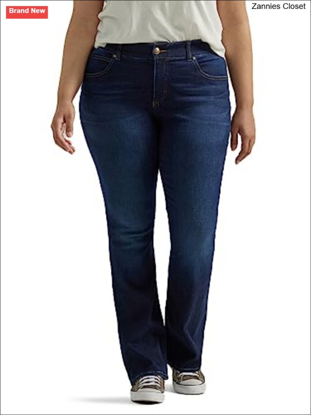 Women's Bootcut Jeans Regular Fit Mid Rise Stretch Denim Elastic Waist